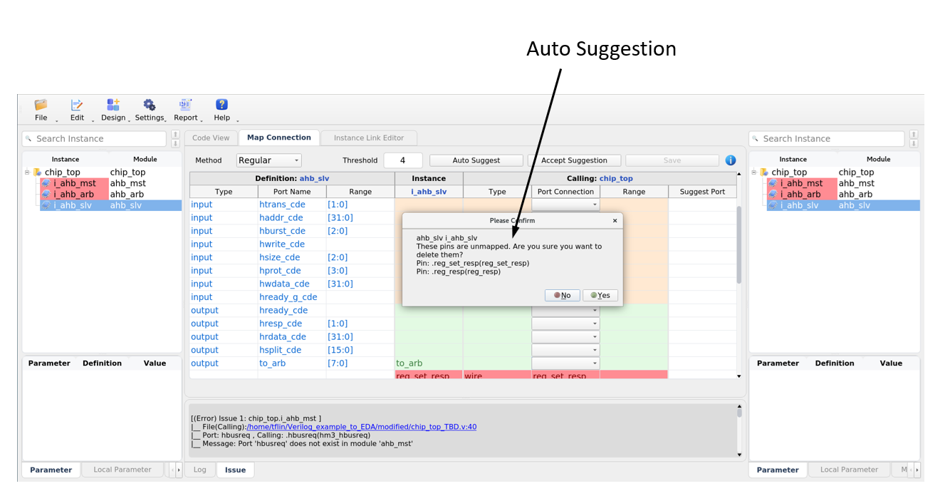ETAL Map Connection Analysis with Auto Suggestion
